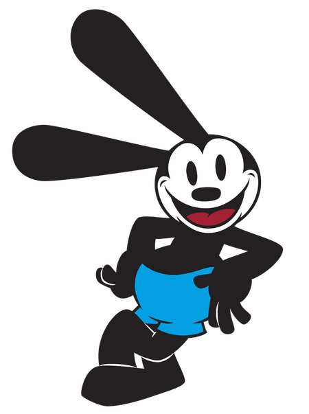 An image of Oswald the Lucky Rabbit. He is leaning to the right, with a smile on his face.